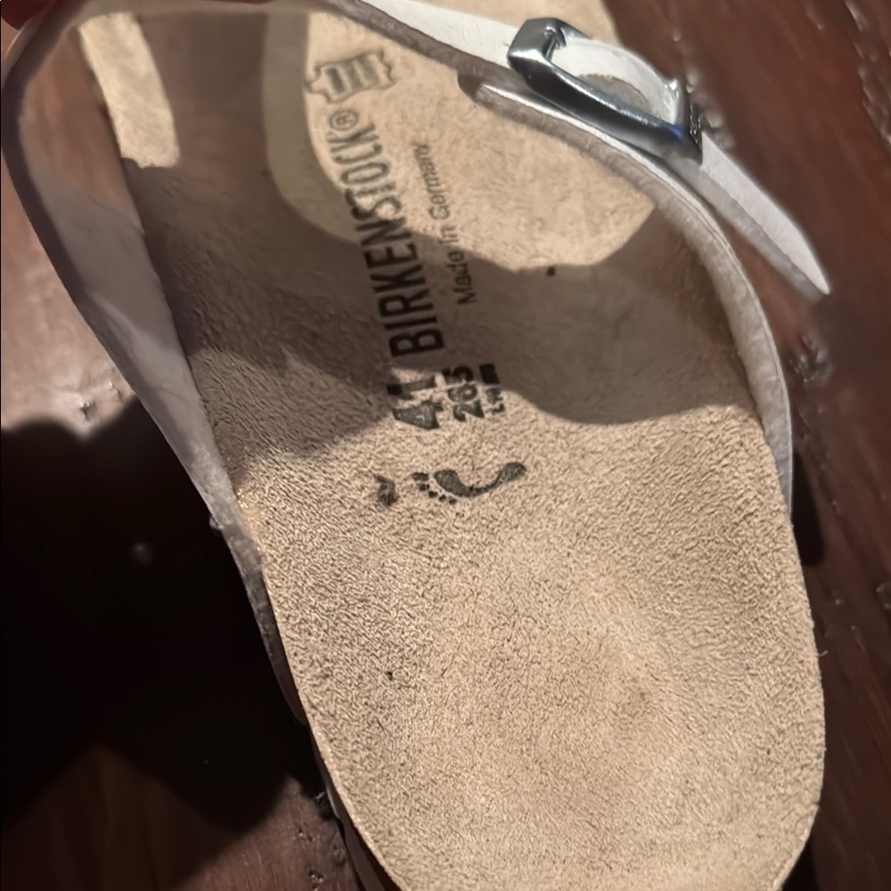 Birkenstock White Sandals Two-Strap Cork Footbed - Picture 3 of 6
